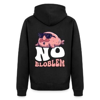 Groovy Blobfisch - Unisex Premium Bio Zip Hoodie - Schwarz - Hinten - Nico (187cm)