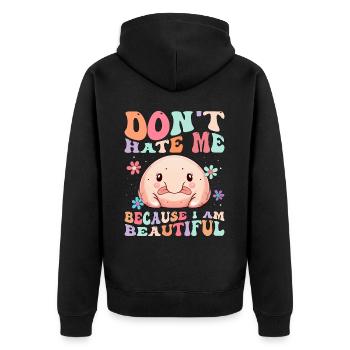 Groovy Blobfisch - Unisex Premium Bio Zip Hoodie - Schwarz - Hinten - Nico (187cm)