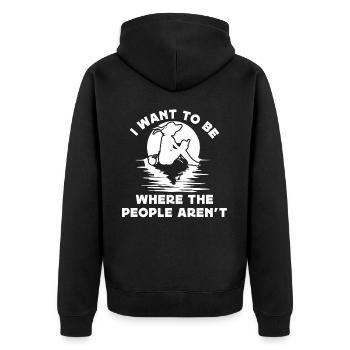 I want to be where the people aren't - Unisex Premium Bio Zip Hoodie - Schwarz - Hinten - Nico (187cm)