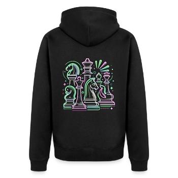 Neon Chess Futurism Chess Player T-Shirt - Unisex Premium Organic Zip Hoodie - black - Back - Nico (187cm)