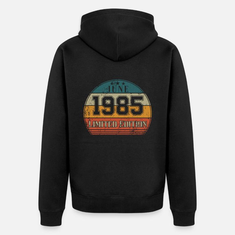 Anniversaire - Edition Limitée Juin 1985 - Veste à capuche bio Premium Unisexe - noir
