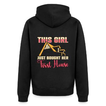 Neuer Hausbesitzer Hauswarmester Hausbesitzer - Unisex Premium Bio Zip Hoodie - Schwarz - Hinten - Nico (187cm)