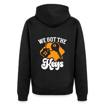 Neuer Hausbesitzer Hauswarmester Hausbesitzer - Unisex Premium Bio Zip Hoodie - Schwarz - Hinten - Nico (187cm)