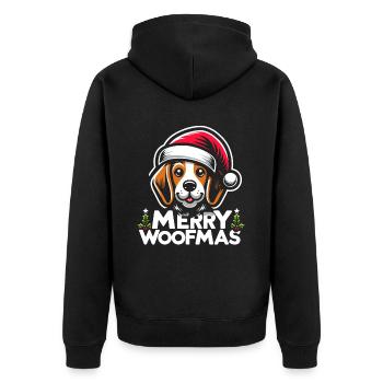 Christmas Dog Merry Woofmas Christmas Beagle - Unisex Premium Organic Zip Hoodie - black - Back - Nico (187cm)