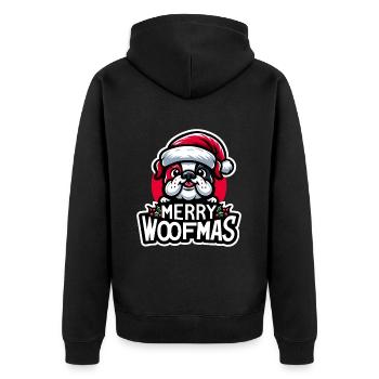 Chien de Noël Merry Woofmas Bouledogue de Noël - Veste à capuche bio Premium Unisexe - noir - Dos - Nico (187cm)