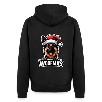 Christmas Dog Merry Woofmas Christmas German - Unisex Premium Organic Zip Hoodie - black - Back - Nico (187cm)