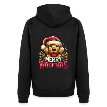 Chien de Noël Merry Woofmas Noël Doré - Veste à capuche bio Premium Unisexe - noir - Dos - Nico (187cm)