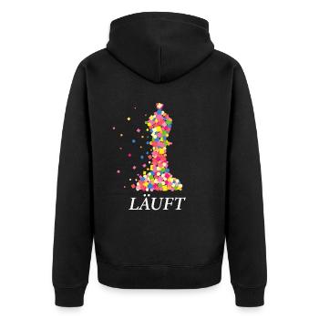 Schach Schachtunier Läufer Läuft Schachspielerin - Unisex Premium Bio Zip Hoodie - Schwarz - Hinten - Nico (187cm)