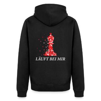 Läuft bei mir Schach Schachtunier Schachbrett - Unisex Premium Bio Zip Hoodie - Schwarz - Hinten - Nico (187cm)