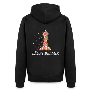 Läuft bei mir Schach Schachtunier Schachspielerin - Unisex Premium Bio Zip Hoodie - Schwarz - Hinten - Nico (187cm)