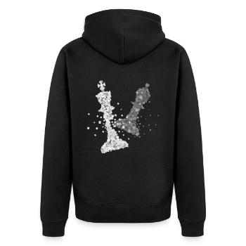 Schach Schachtunier Schachspieler Schachfiguren - Unisex Premium Bio Zip Hoodie - Schwarz - Hinten - Nico (187cm)