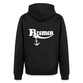 Bremen Sayings - Unisex Premium Organic Zip Hoodie - black - Back - Nico (187cm)
