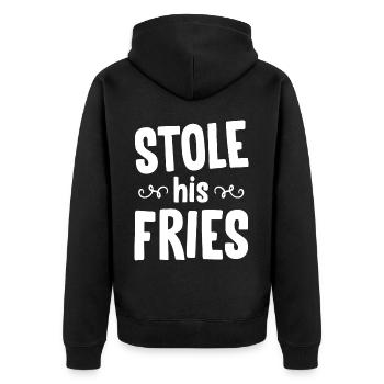 a volé ses frites son coeur - couple - Veste à capuche bio Premium Unisexe - noir - Dos - Nico (187cm)