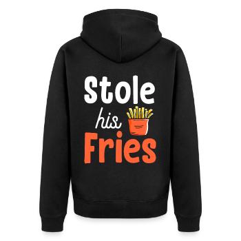 a volé ses frites son coeur - couple - Veste à capuche bio Premium Unisexe - noir - Dos - Nico (187cm)