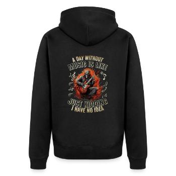 Gitarristen E-Gitarren lustige Sprüche - Unisex Premium Bio Zip Hoodie - Schwarz - Hinten - Nico (187cm)