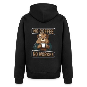Coffee Cafe Guinea Pig No Coffee No Workee - Unisex Premium Organic Zip Hoodie - black - Back - Nico (187cm)