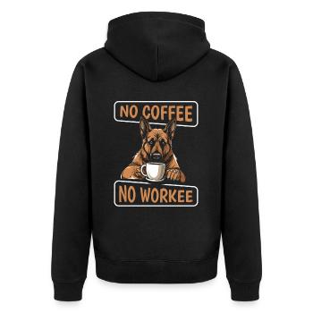 Coffee Cafe German Shepherd - Unisex Premium Organic Zip Hoodie - black - Back - Nico (187cm)