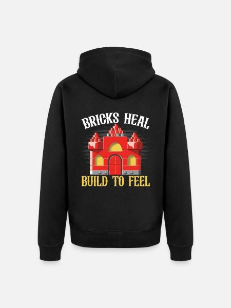 Master Builder Bricks Blöcke Spielbausteine - Unisex Premium Bio Zip Hoodie - Schwarz