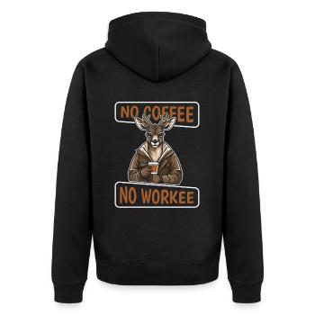 Kaffee Cafe Reh No Coffee No Workee - Unisex Premium Organic Zip Hoodie - black - Back - Nico (187cm)
