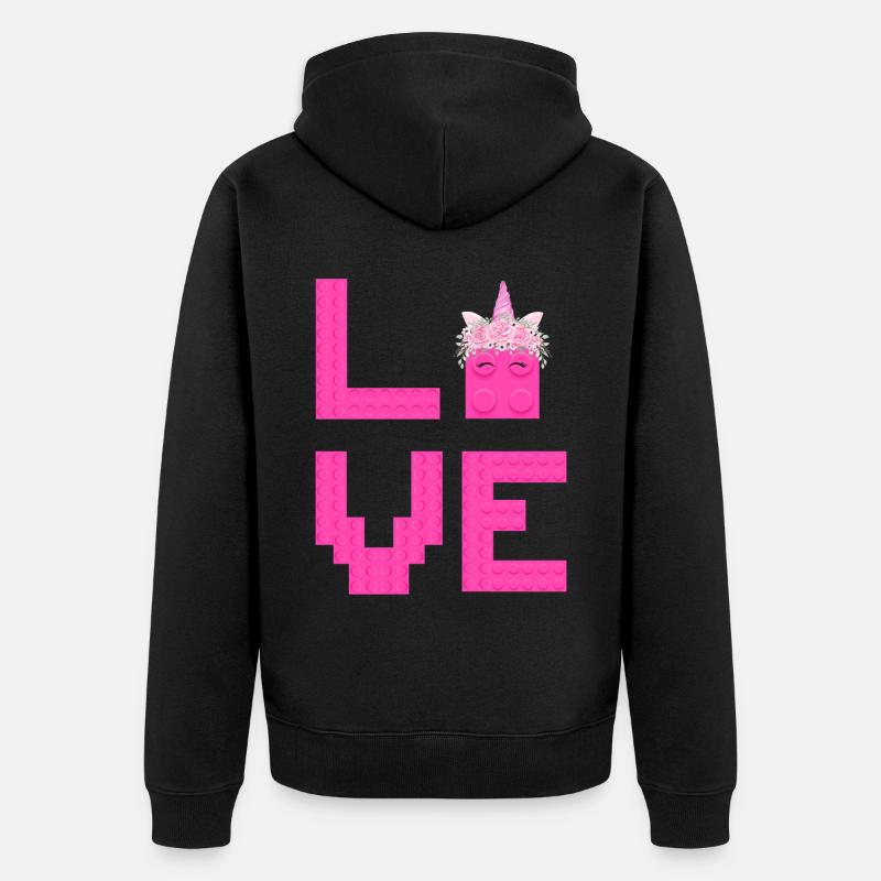 Master Builder Bricks Blöcke Spielbausteine - Unisex Premium Bio Zip Hoodie - Schwarz