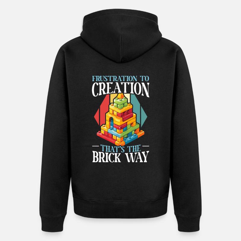 Master Builder Bricks Blöcke Spielbausteine - Unisex Premium Bio Zip Hoodie - Schwarz