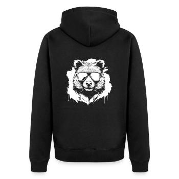 Großer Panda Pandabär - Unisex Premium Bio Zip Hoodie - Schwarz - Hinten - Nico (187cm)