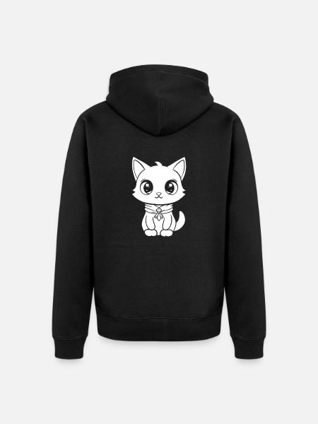Katze - Unisex Premium Bio Zip Hoodie - Schwarz