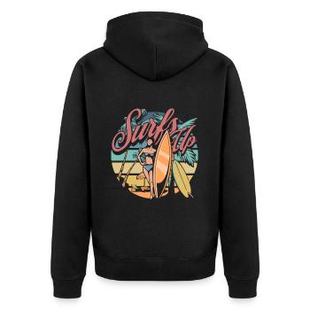 Surfer Surfen Cool Retro Surfer Vintage Surf - Unisex Premium Organic Zip Hoodie - black - Back - Nico (187cm)
