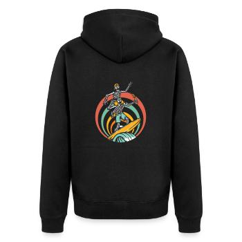 Surfer Surf Skeleton Retro Surfer Vintage Surf - Unisex Premium Organic Zip Hoodie - black - Back - Nico (187cm)