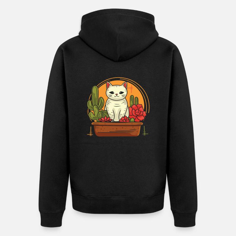 Katze - Unisex Premium Bio Zip Hoodie - Schwarz
