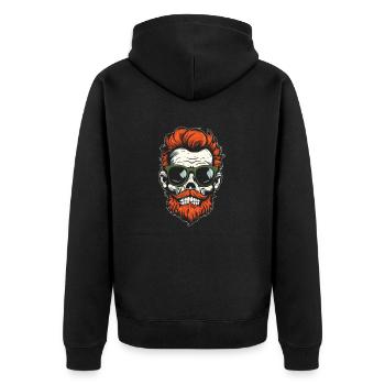 Halloween Skelett Schädel - Unisex Premium Bio Zip Hoodie - Schwarz - Hinten - Nico (187cm)