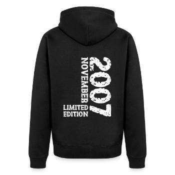 2007 November Limited Edition 16th Birthday Decoration - Unisex Premium Organic Zip Hoodie - black - Back - Nico (187cm)