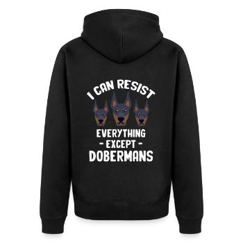 Ich Kann Allem Widerstehen, Außer - Unisex Premium Bio Zip Hoodie - Schwarz - Hinten - Nico (187cm)