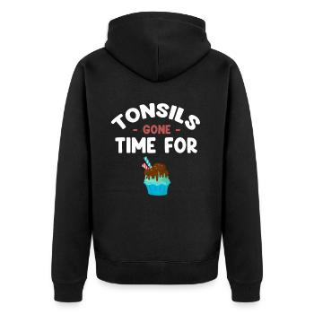 Mandeln Sind Zeit Für Die Entfernung Von Mandeln - Unisex Premium Bio Zip Hoodie - Schwarz - Hinten - Nico (187cm)