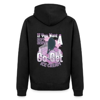 Wenn Sie Einen Weichen Aufschlag Wünschen - Unisex Premium Bio Zip Hoodie - Schwarz - Hinten - Nico (187cm)