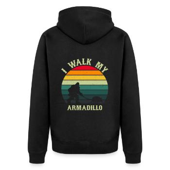 I take my Armadillo for a walk - Unisex Premium Organic Zip Hoodie - black - Back - Nico (187cm)