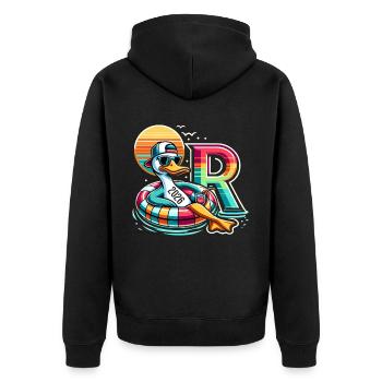 Rentner Geschenk Rente 2026 Ruhestand - Unisex Premium Bio Zip Hoodie - Schwarz - Hinten - Nico (187cm)