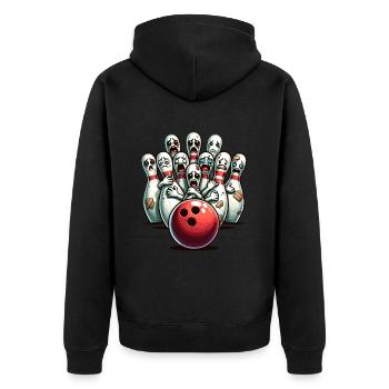 Faces de quilles de bowling drôles pour les amateurs de bowling - Veste à capuche bio Premium Unisexe - noir - Dos - Nico (187cm)