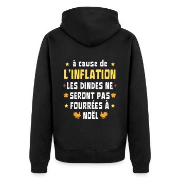 inflation dinde noël Humour - Veste à capuche bio Premium Unisexe - noir - Dos - Nico (187cm)