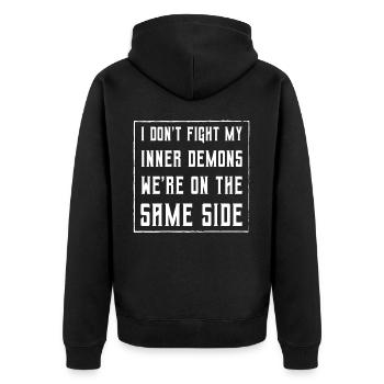 Je ne me bats pas contre mes démons intérieurs, nous sommes sur la même longueur d’onde - Veste à capuche bio Premium Unisexe - noir - Dos - Nico (187cm)