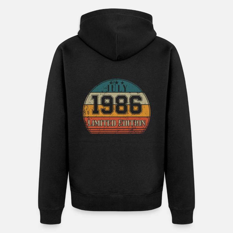 Anniversaire - Edition Limitée Juillet 1986 - Veste à capuche bio Premium Unisexe - noir
