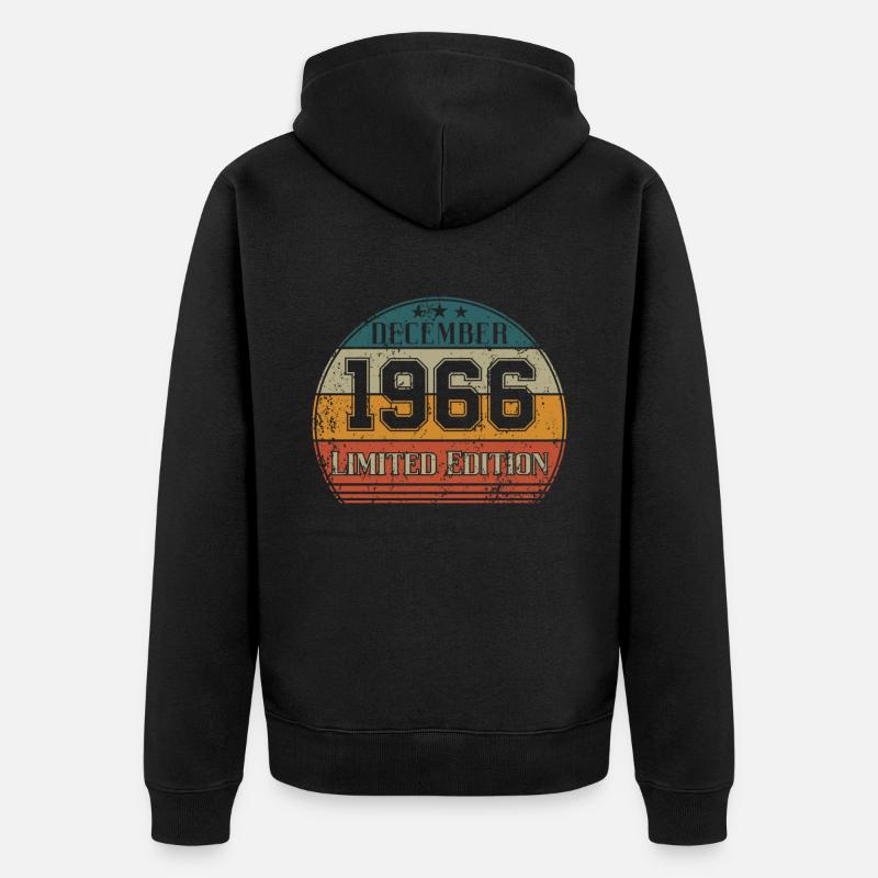 Anniversaire - Edition Limitée Décembre 1966 - Veste à capuche bio Premium Unisexe - noir