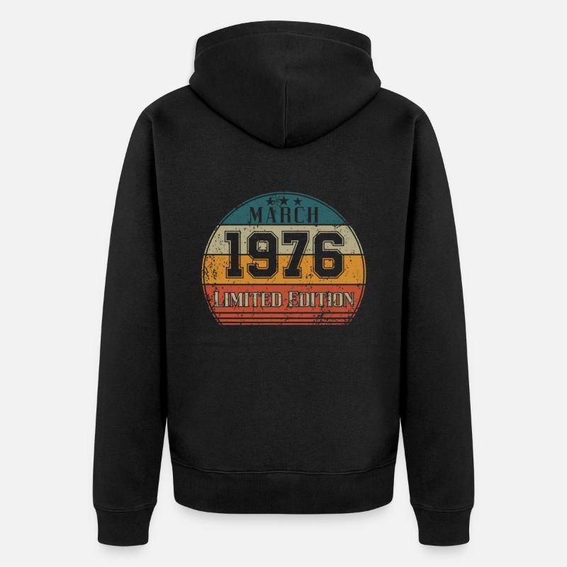 Anniversaire - Édition limitée Mars 1976 - Veste à capuche bio Premium Unisexe - noir