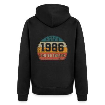 Geburtstag - Limited Edition März 1986 - Unisex Premium Bio Zip Hoodie - Schwarz - Hinten - Nico (187cm)