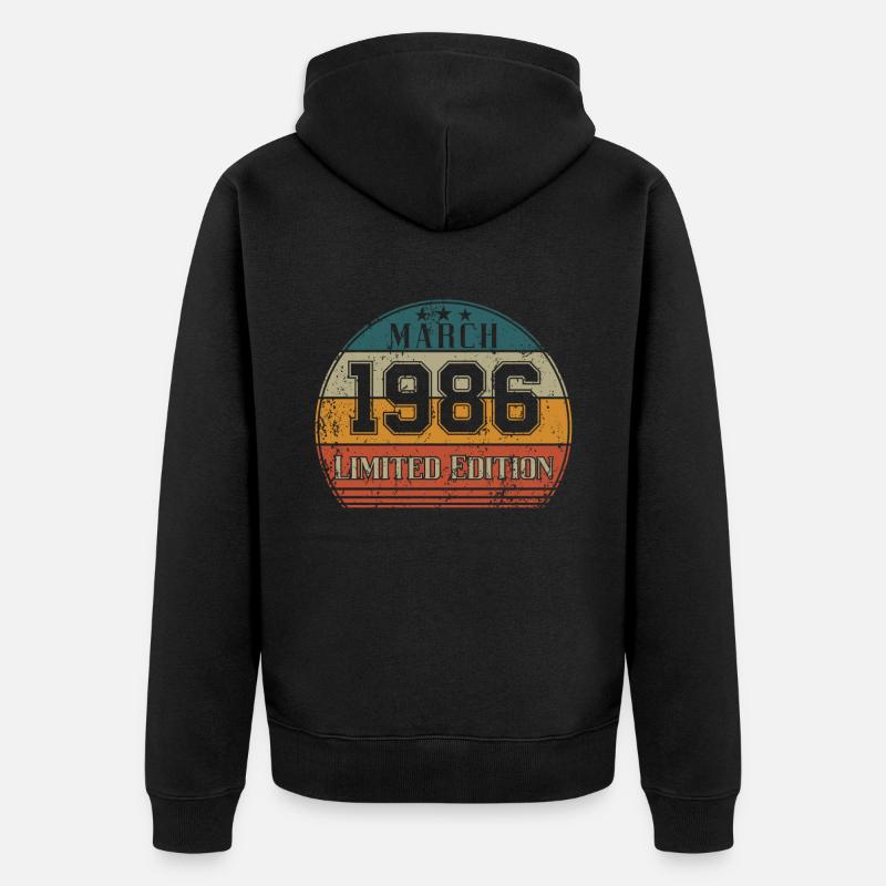 Anniversaire - Edition Limitée Mars 1986 - Veste à capuche bio Premium Unisexe - noir