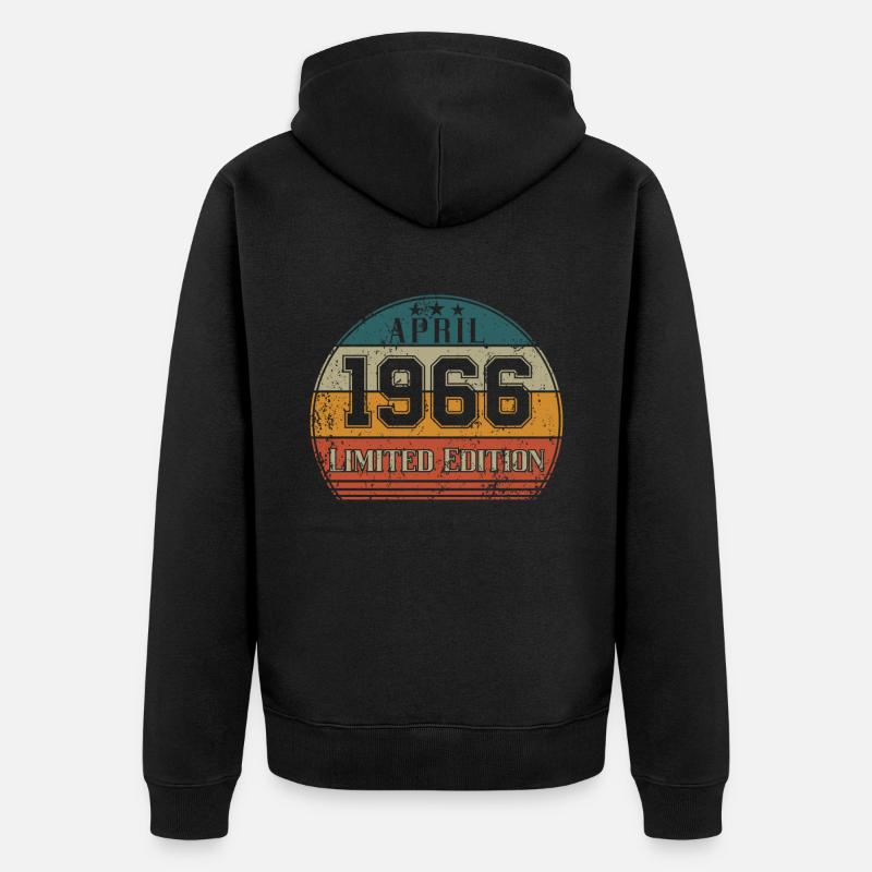 Anniversaire - Edition Limitée Avril 1966 - Veste à capuche bio Premium Unisexe - noir
