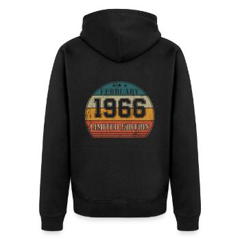 Anniversaire - Edition Limitée Février 1966 - Veste à capuche bio Premium Unisexe - noir - Dos - Nico (187cm)