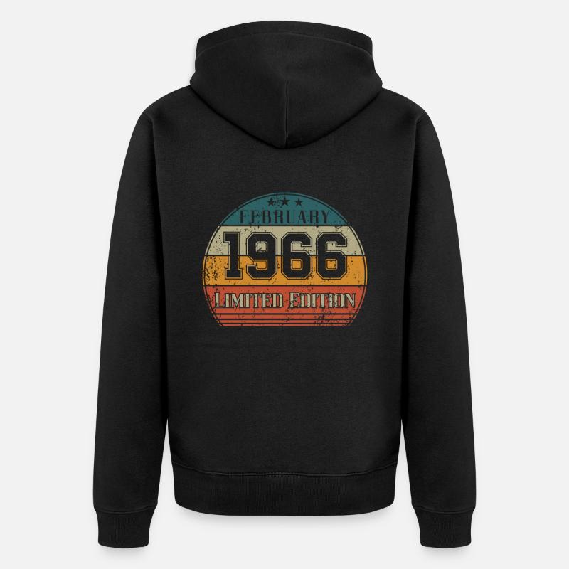 Anniversaire - Edition Limitée Février 1966 - Veste à capuche bio Premium Unisexe - noir