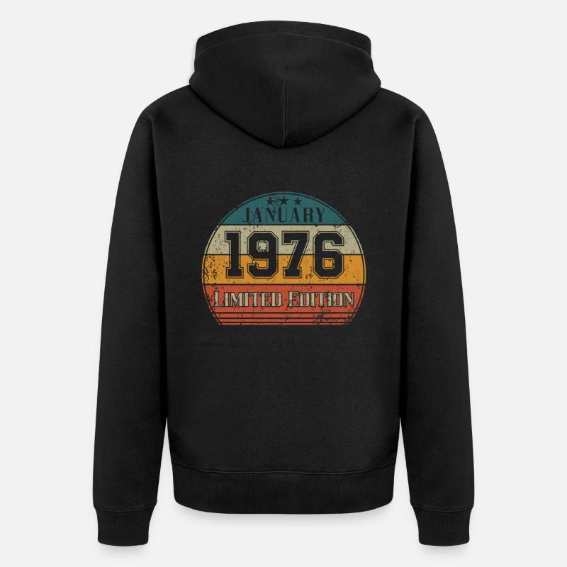 Anniversaire - Edition Limitée Janvier 1976 - Veste à capuche bio Premium Unisexe - noir