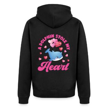 Dauphin Saint Valentin Un Dauphin - Veste à capuche bio Premium Unisexe - noir - Dos - Nico (187cm)